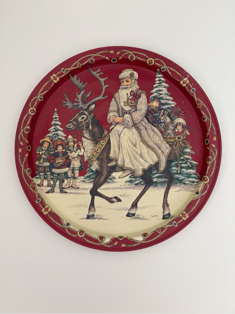 Vintage 1994 Christmas Tray Winter Elegance St Nick Potpourri Wim Schimmer